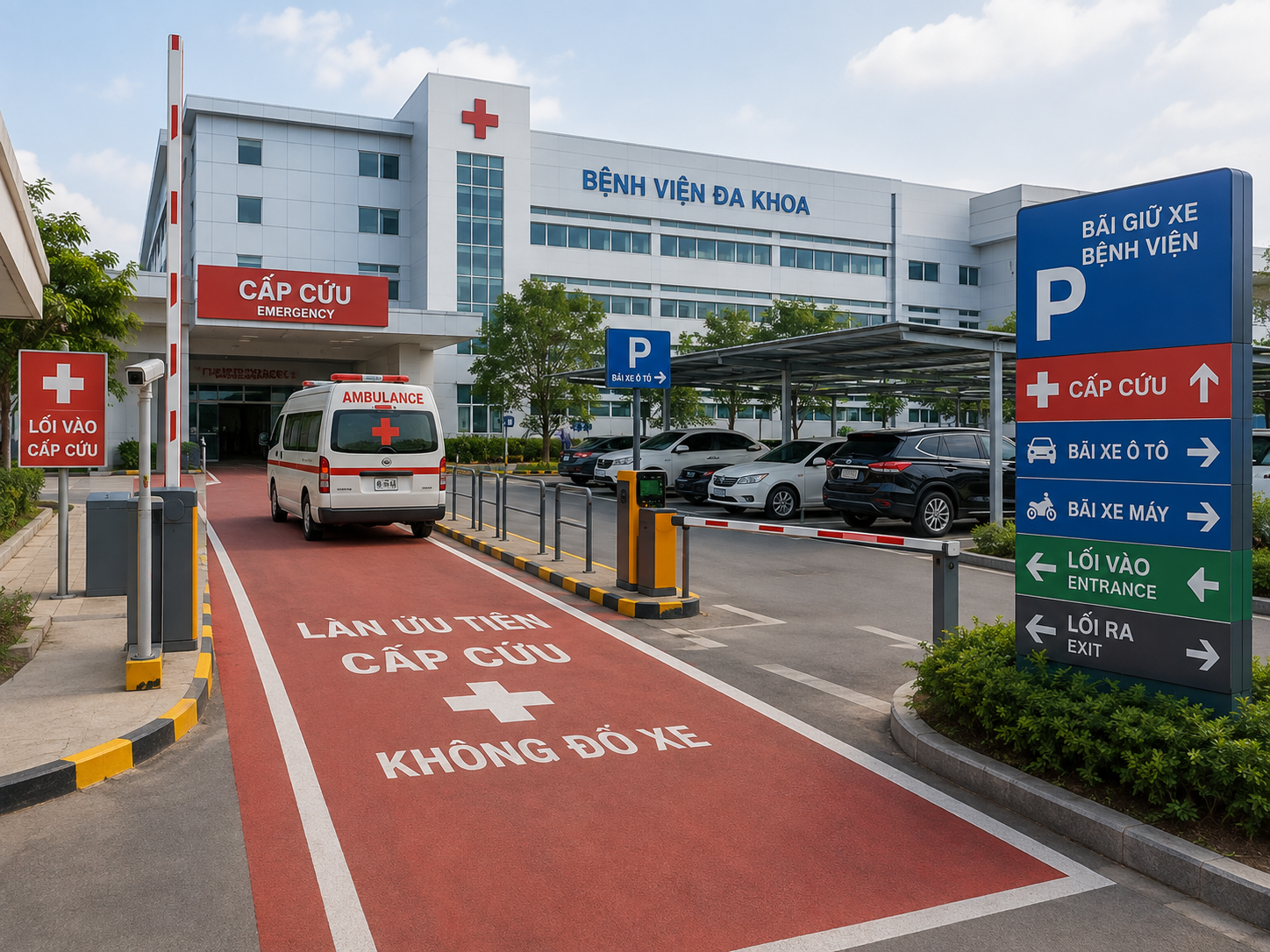 Khu vực gửi xe bệnh viện