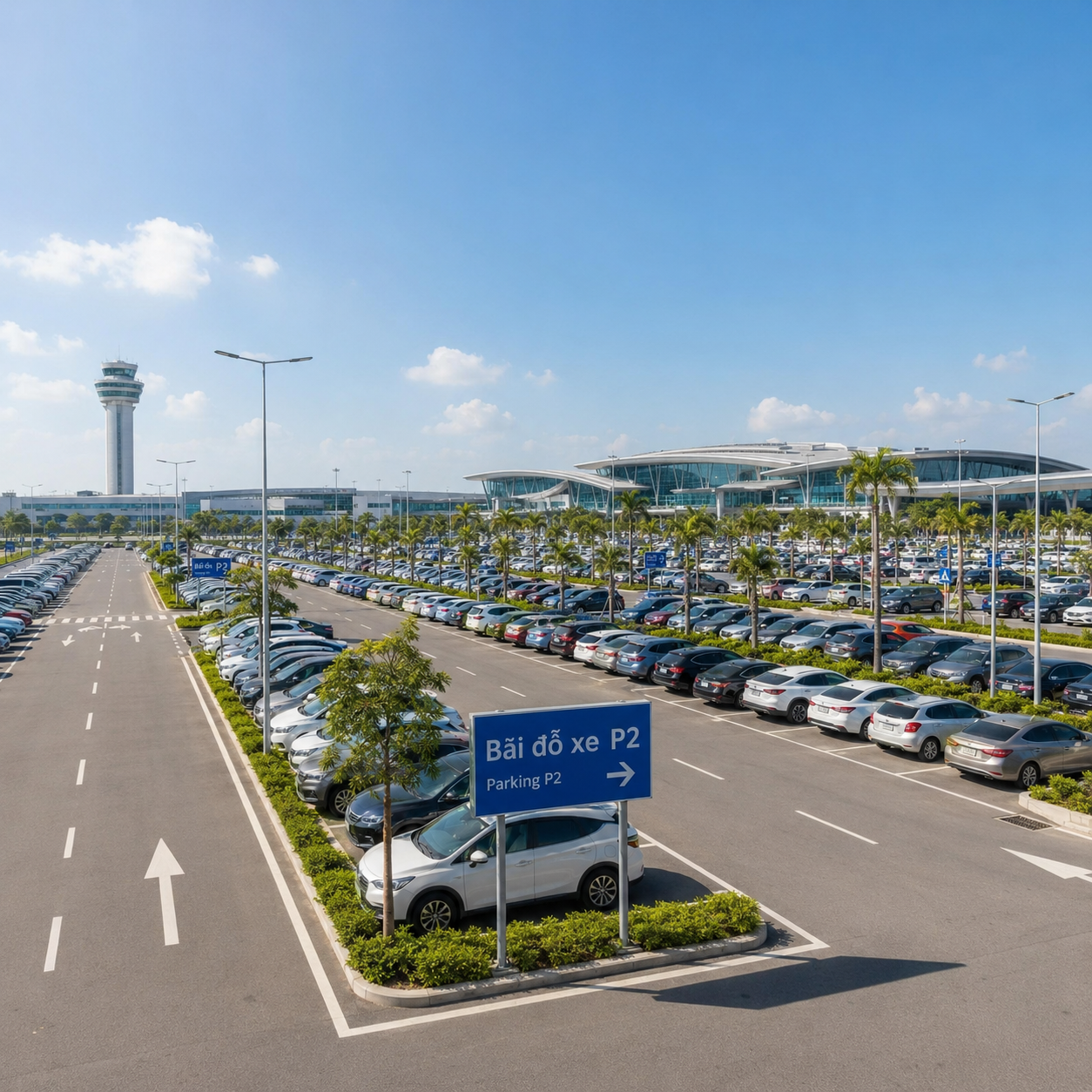 Bãi xe ngoài trời của sân bay